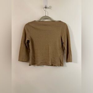Vintage Gold Metallic Ralph Lauren 3/4 Sleeve Crop Tee